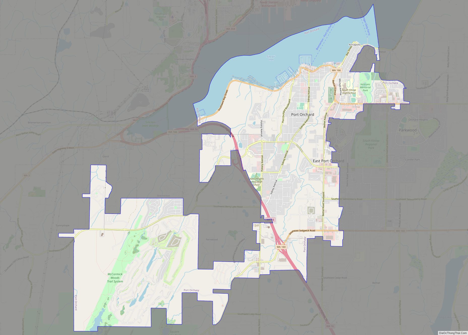 Map of Port Orchard city