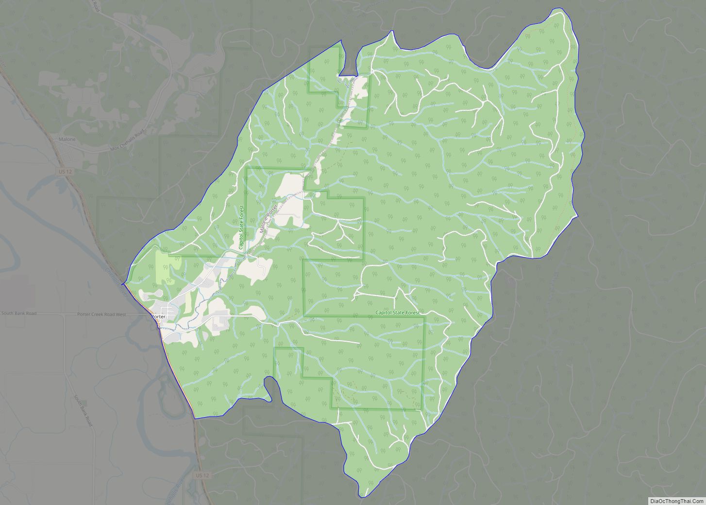 Map of Porter CDP, Washington