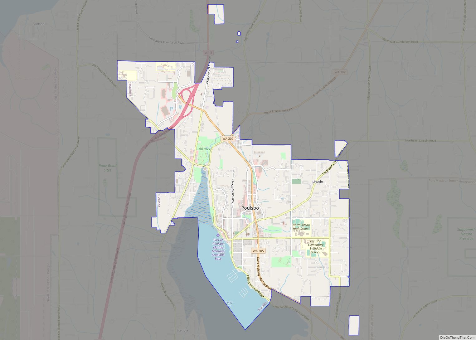 Map of Poulsbo city