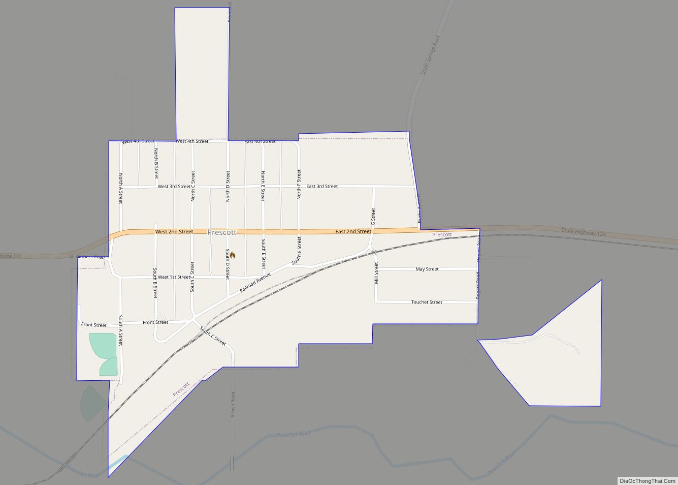 Map of Prescott city, Washington