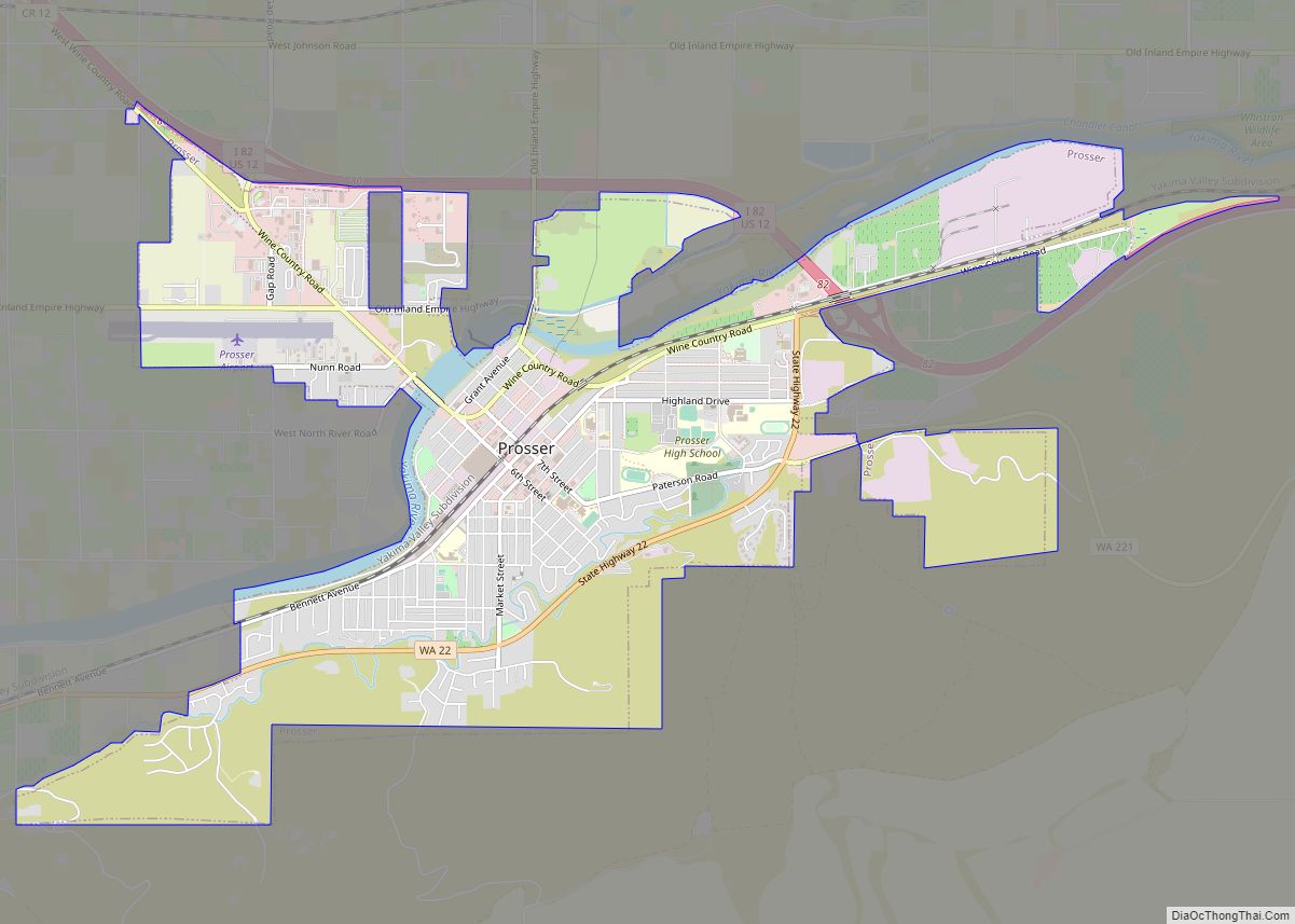Map of Prosser city, Washington