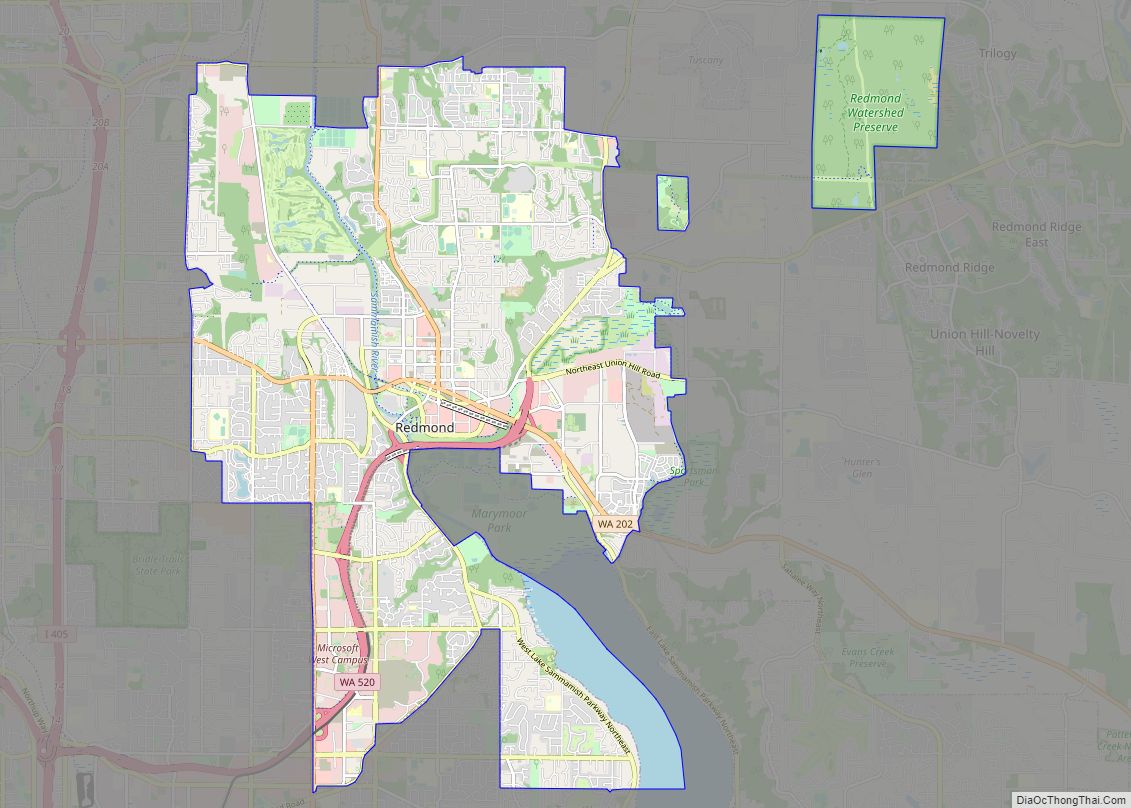 Map of Redmond city, Washington