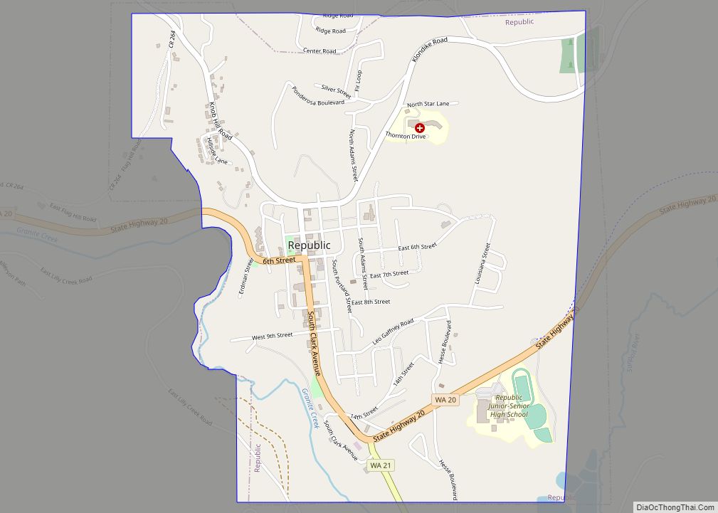 Map of Republic city, Washington