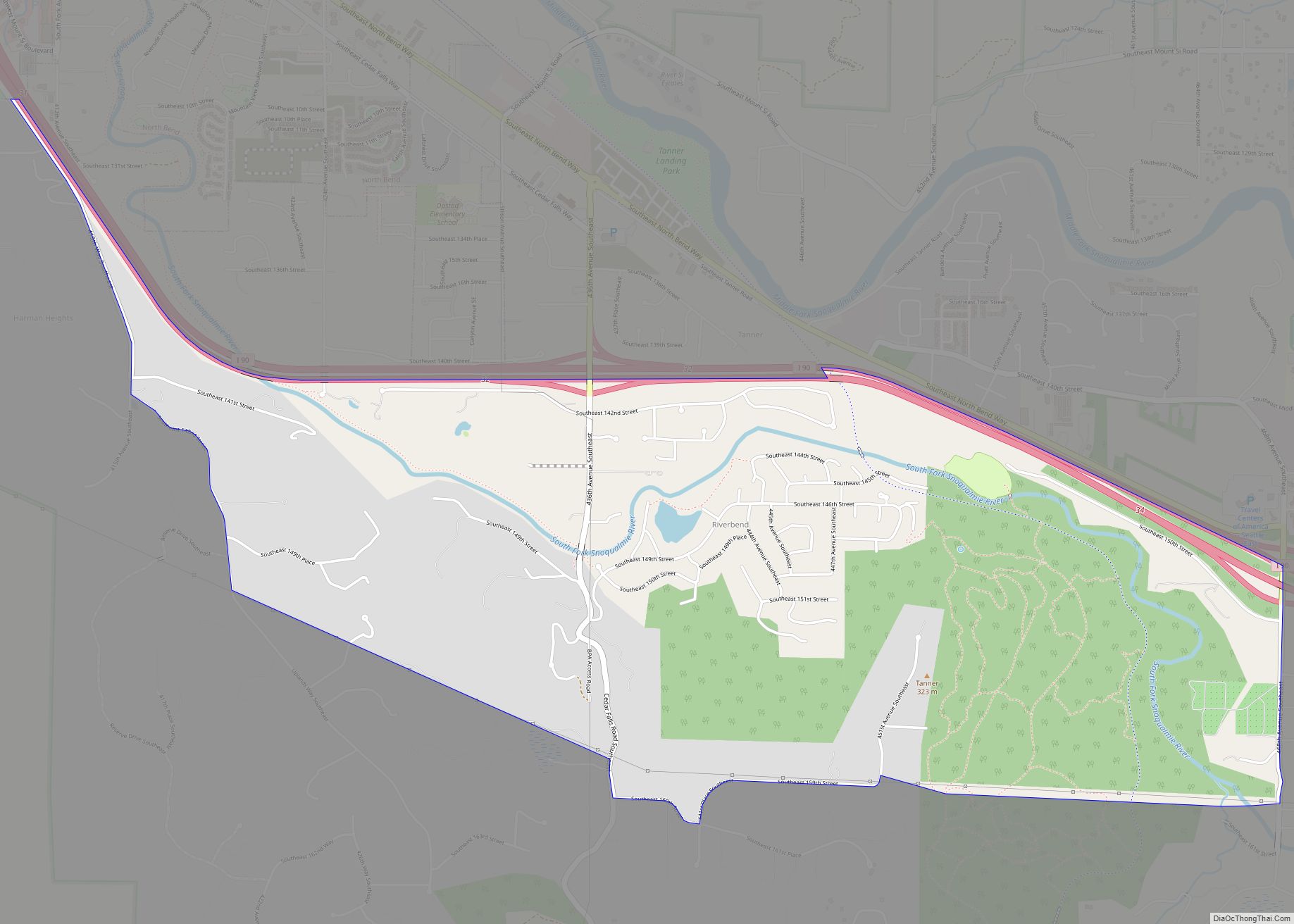 Map of Riverbend CDP, Washington