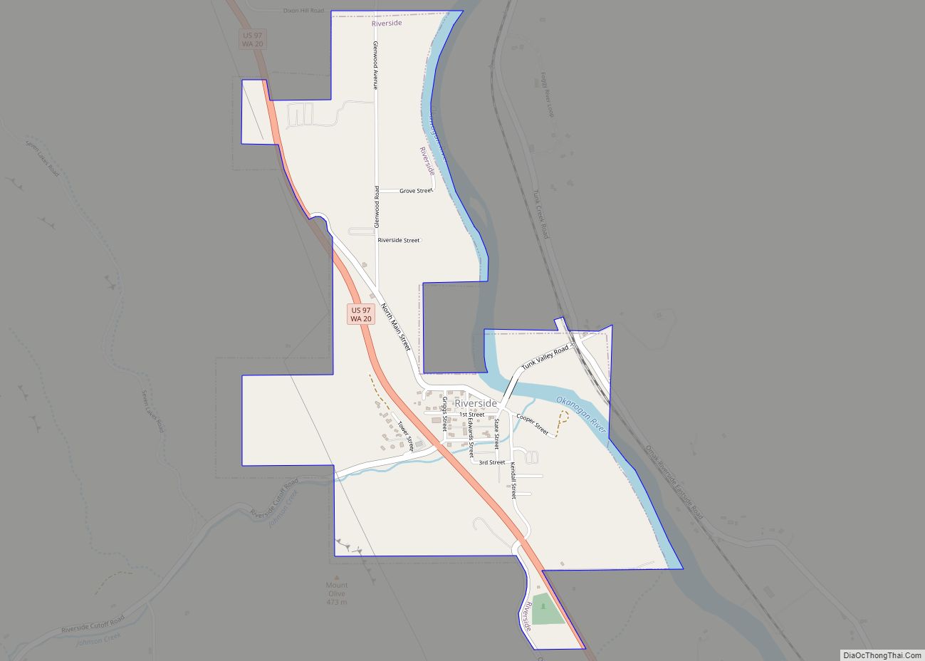Map of Riverside town, Washington