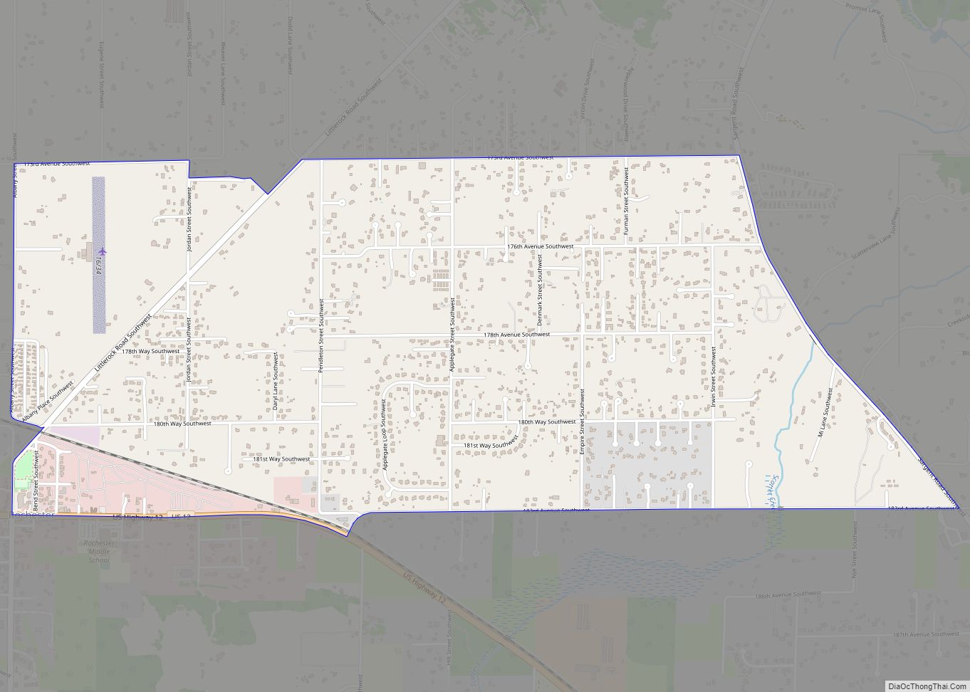 Map of Rochester CDP, Washington