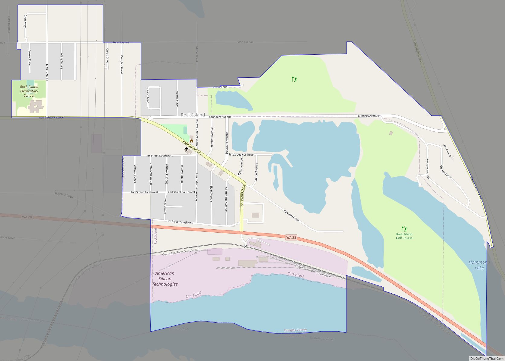 Map of Rock Island city, Washington