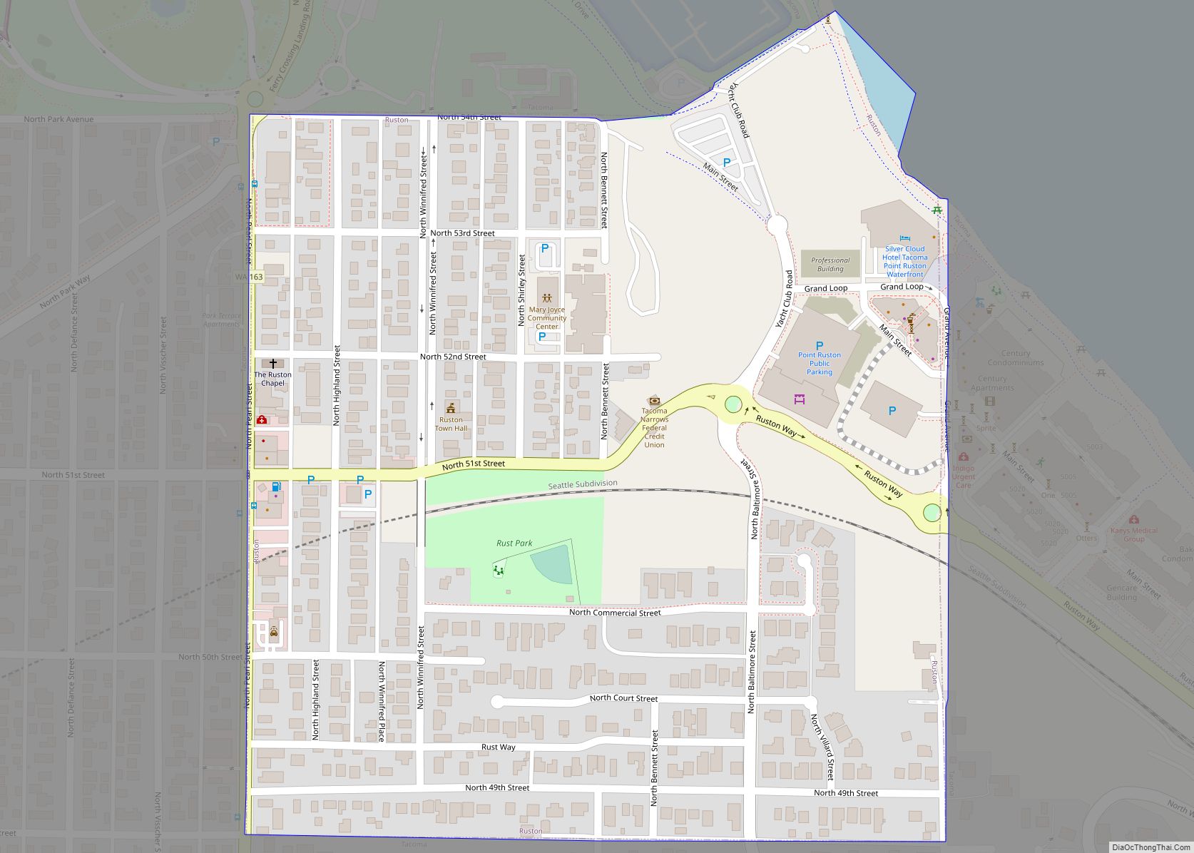 Map of Ruston town, Washington