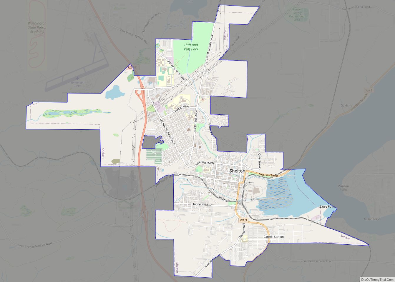 Map of Shelton city, Washington