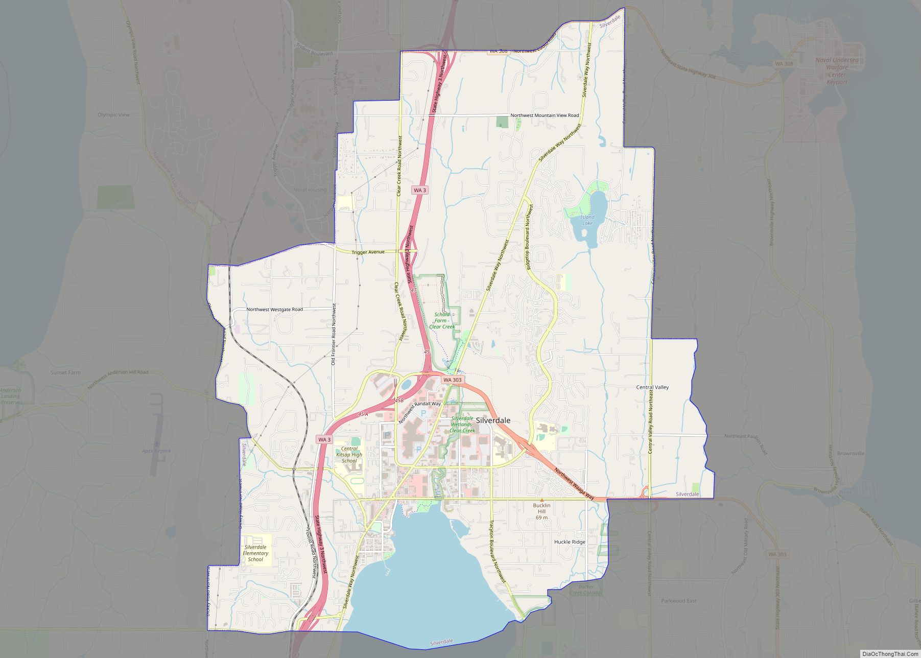 Map of Silverdale CDP, Washington