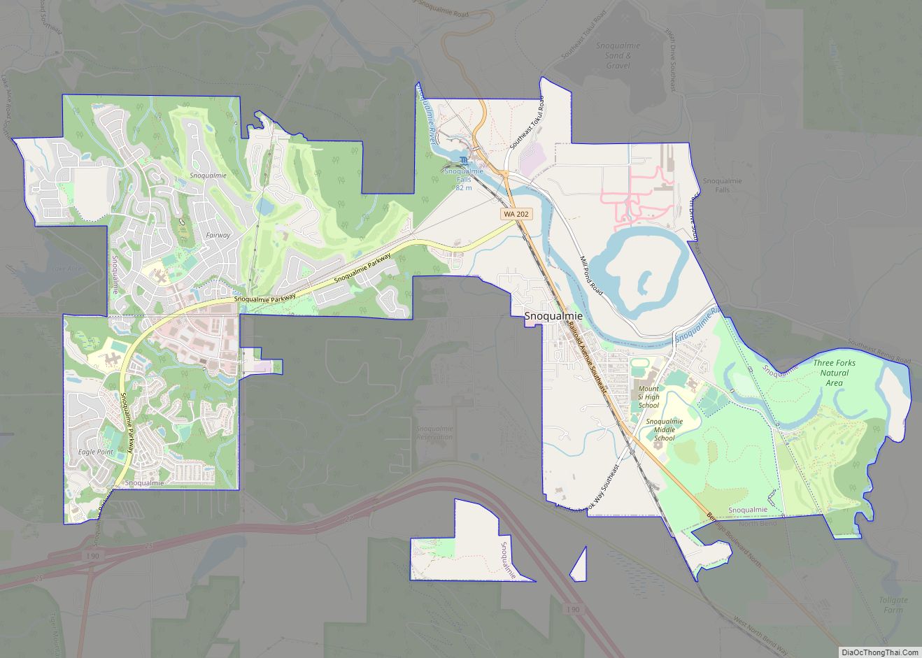 Map of Snoqualmie city
