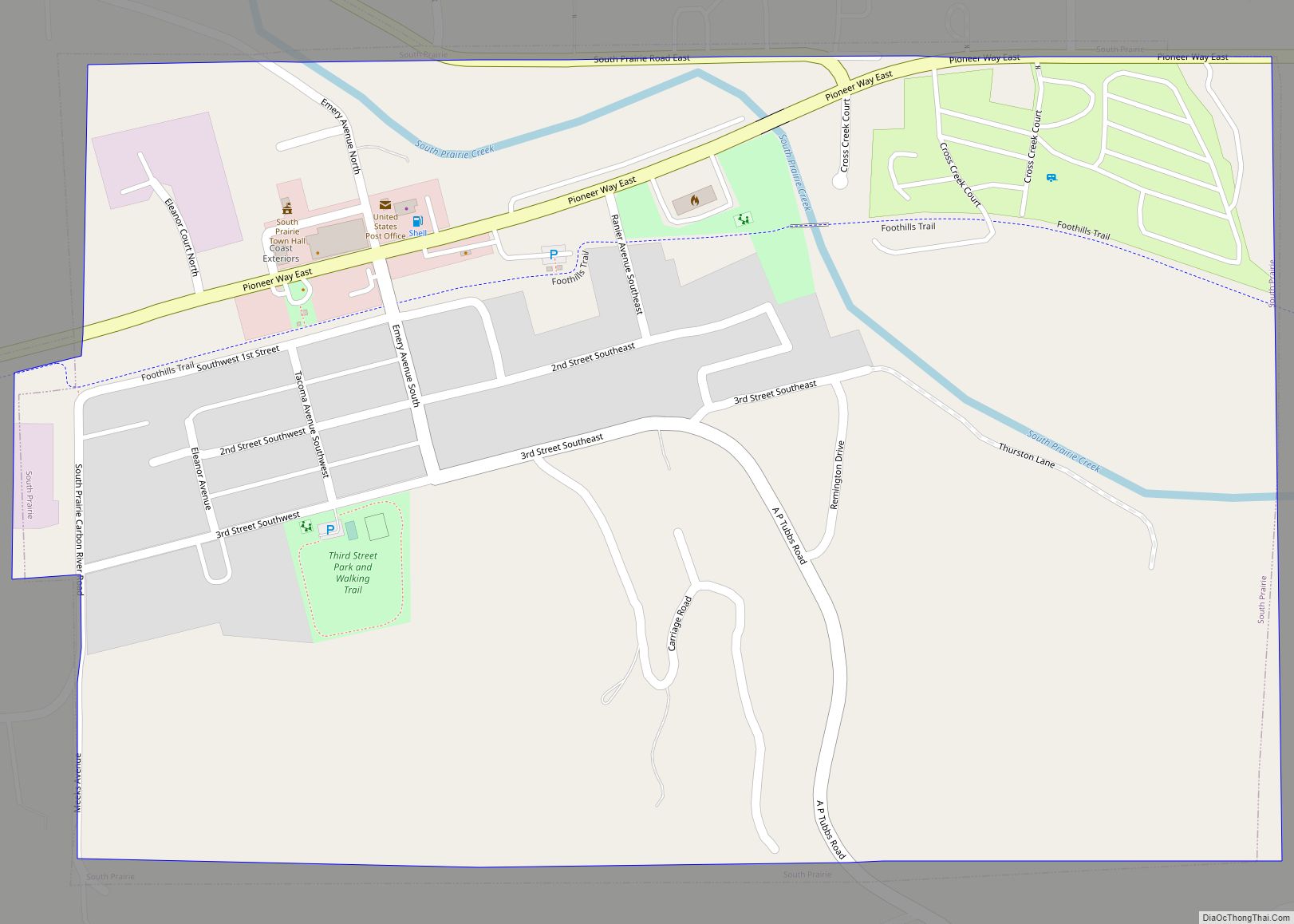Map of South Prairie town