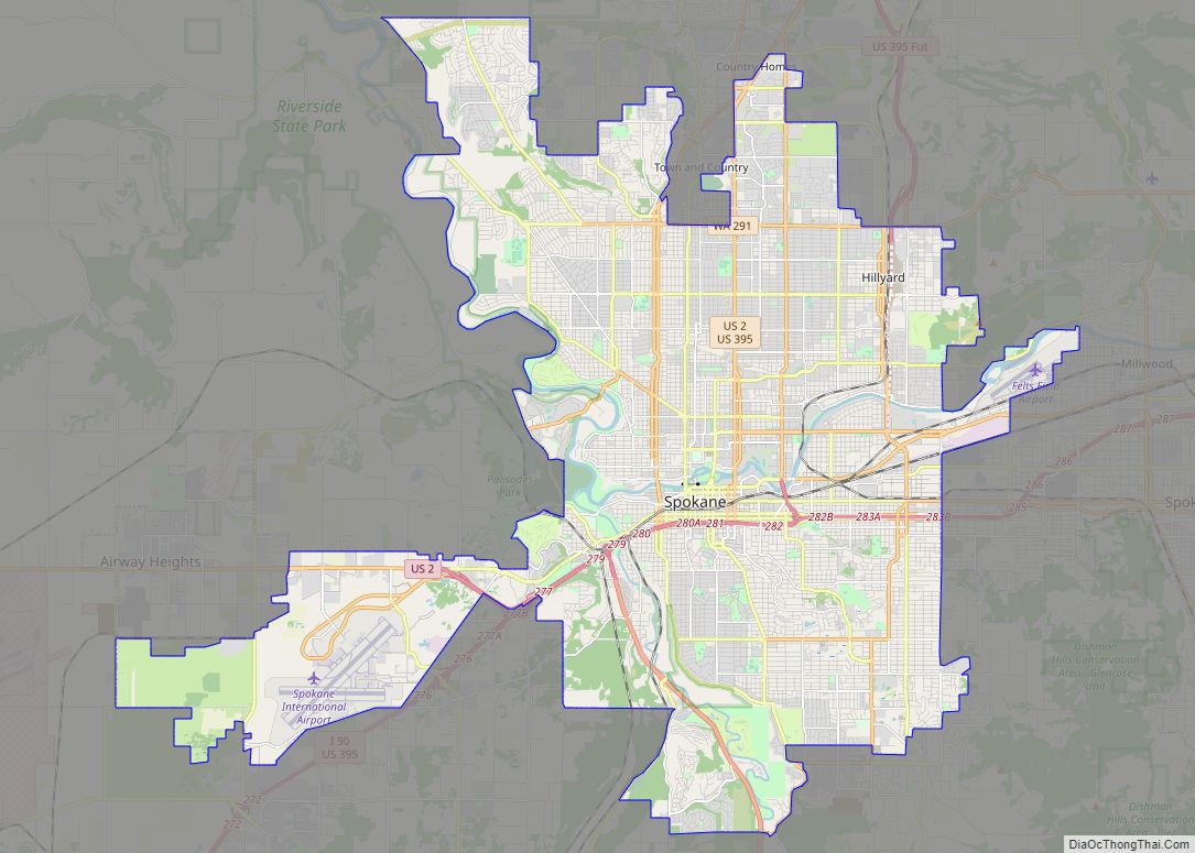 Map of Spokane city, Washington