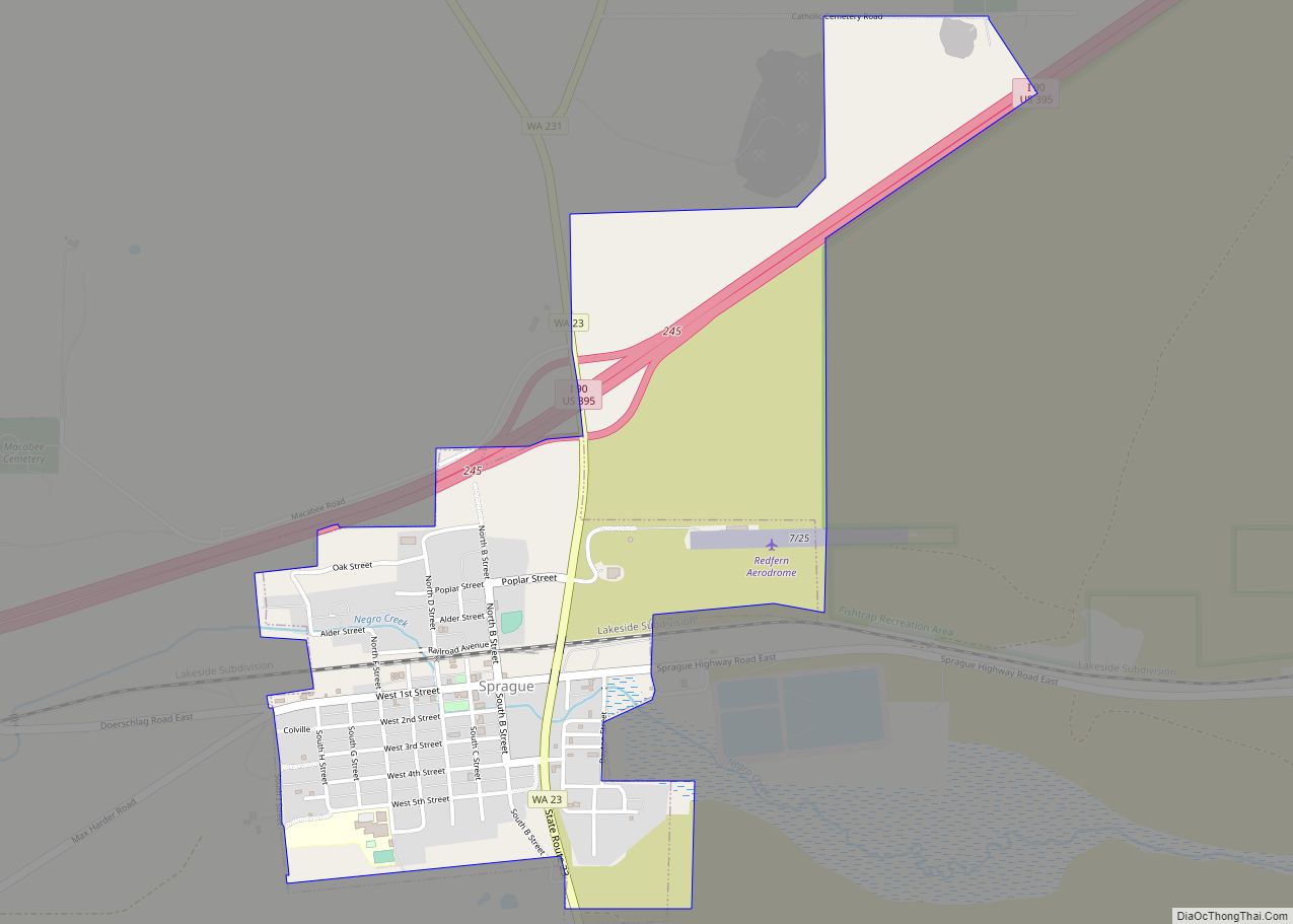 Map of Sprague city, Washington