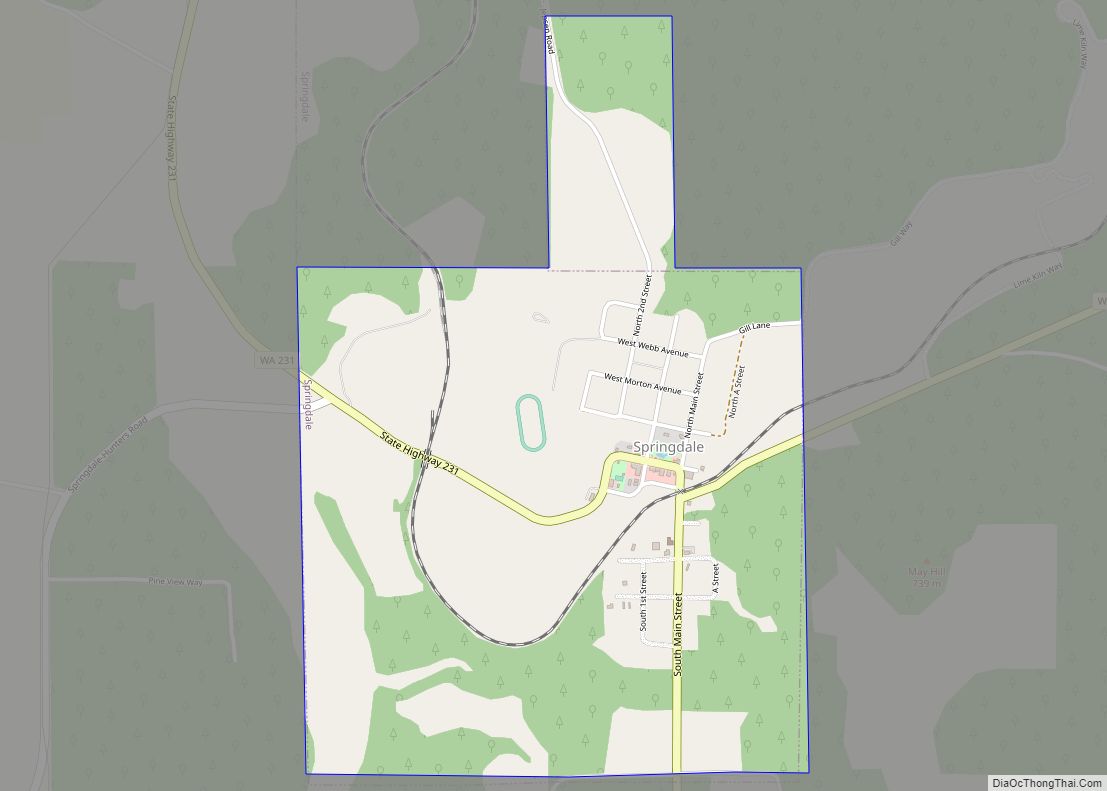 Map of Springdale town, Washington