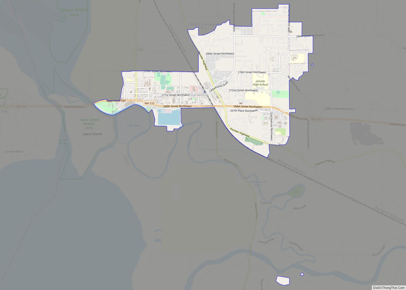 Map of Stanwood city, Washington