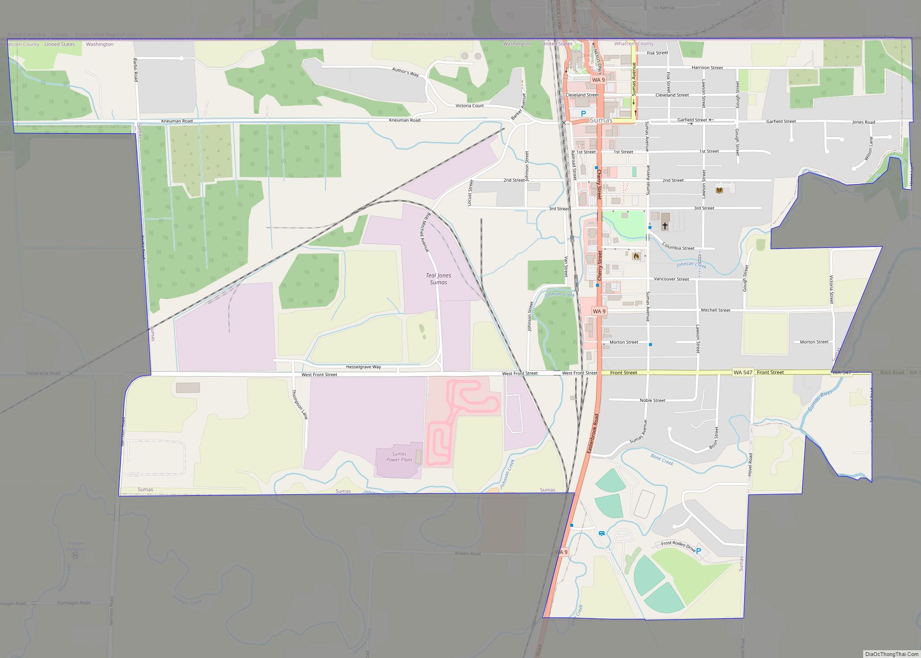 Map of Sumas city
