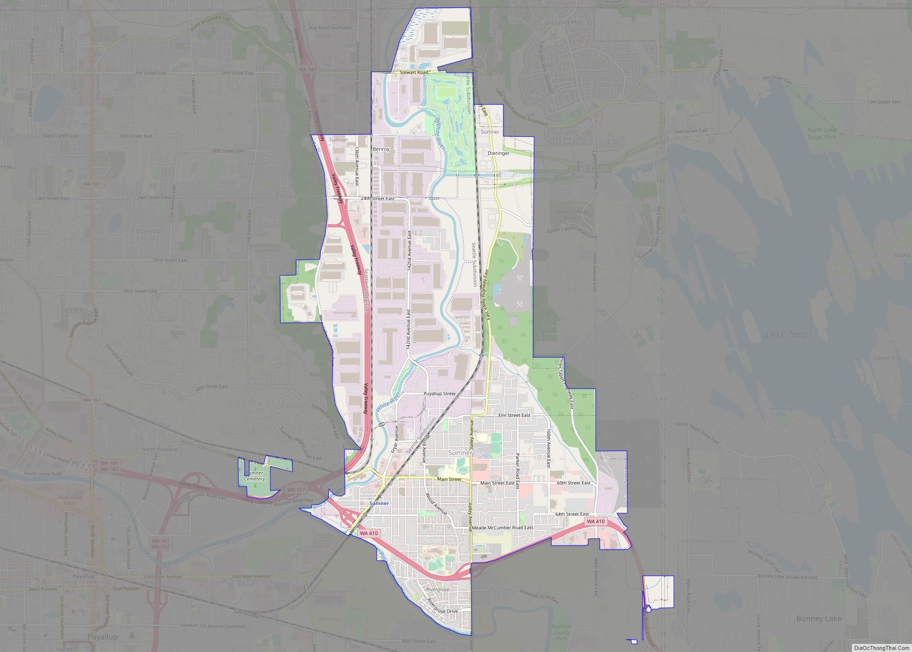 Map of Sumner city, Washington