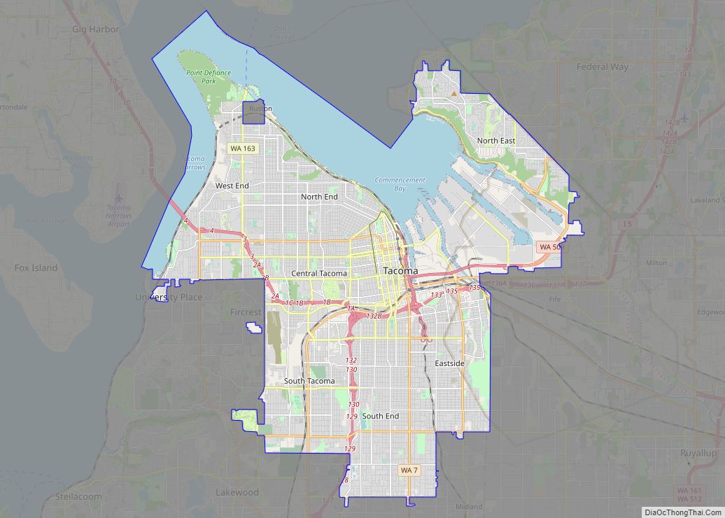 Map of Tacoma city