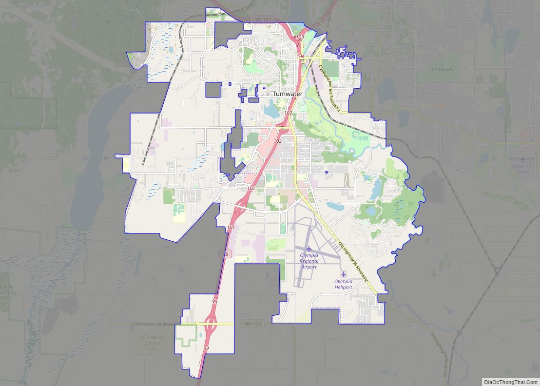 Tumwater ở đâu? Bản đồ thành phố Tumwater, Washington