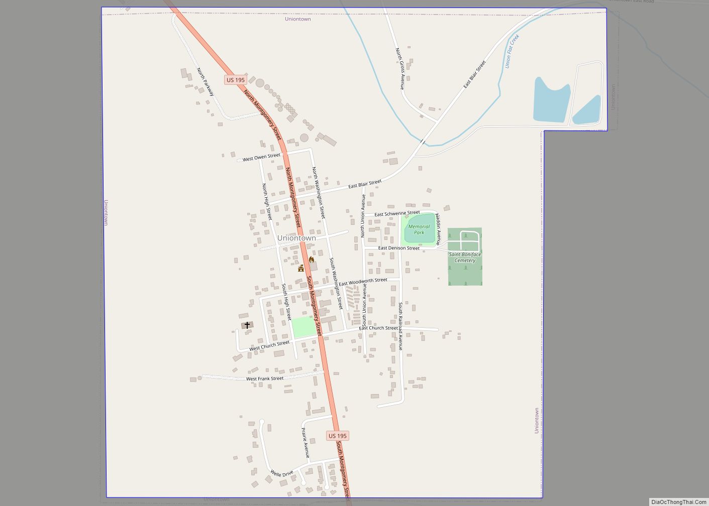 Map of Uniontown town, Washington