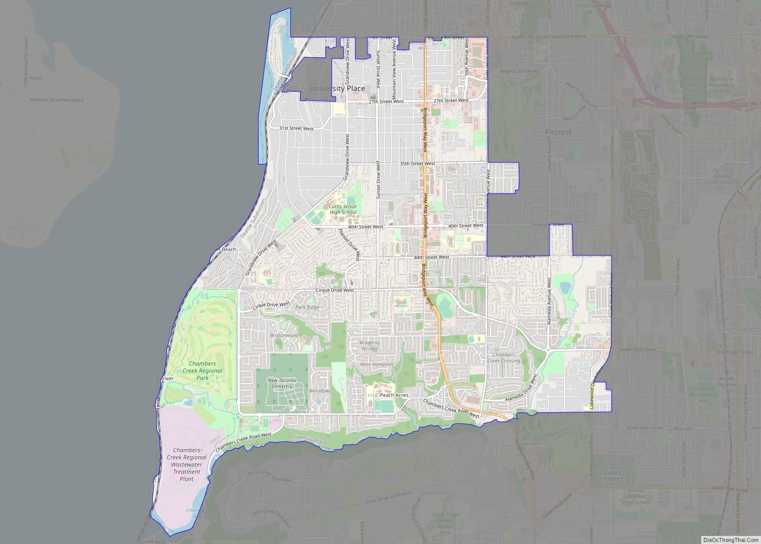 Map of University Place city