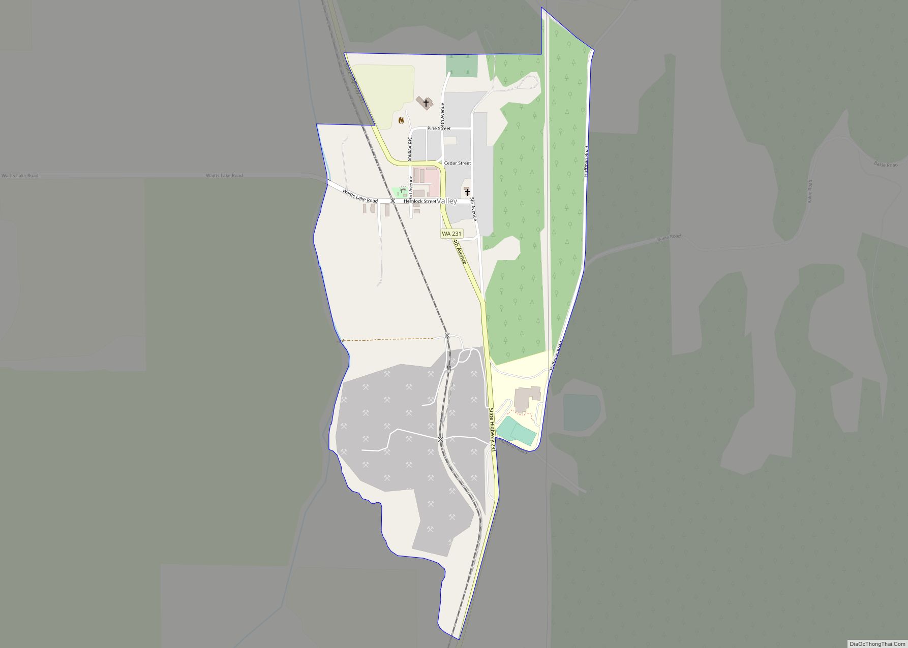 Map of Valley CDP, Washington