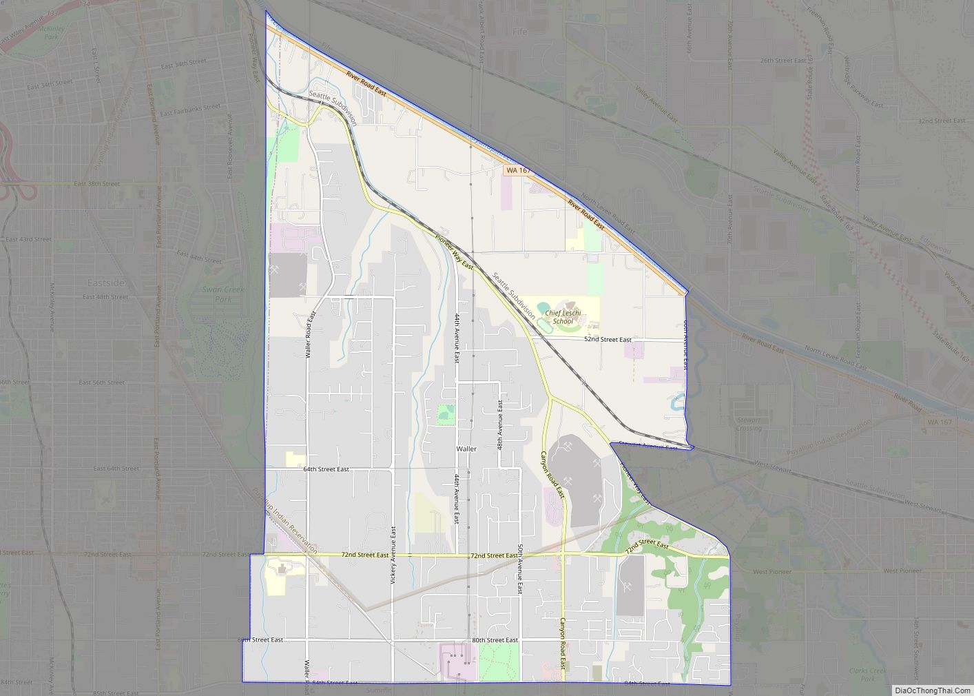 Map of Waller CDP, Washington