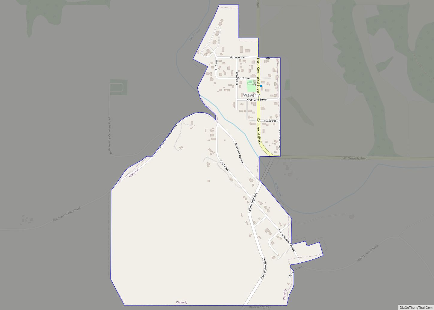 Map of Waverly town, Washington