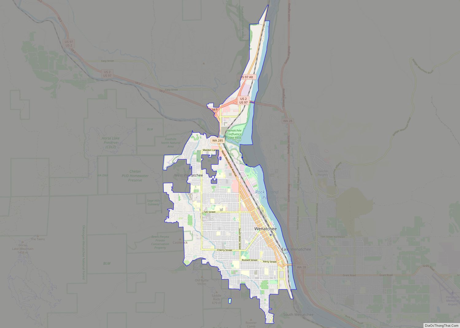 Map of Wenatchee city