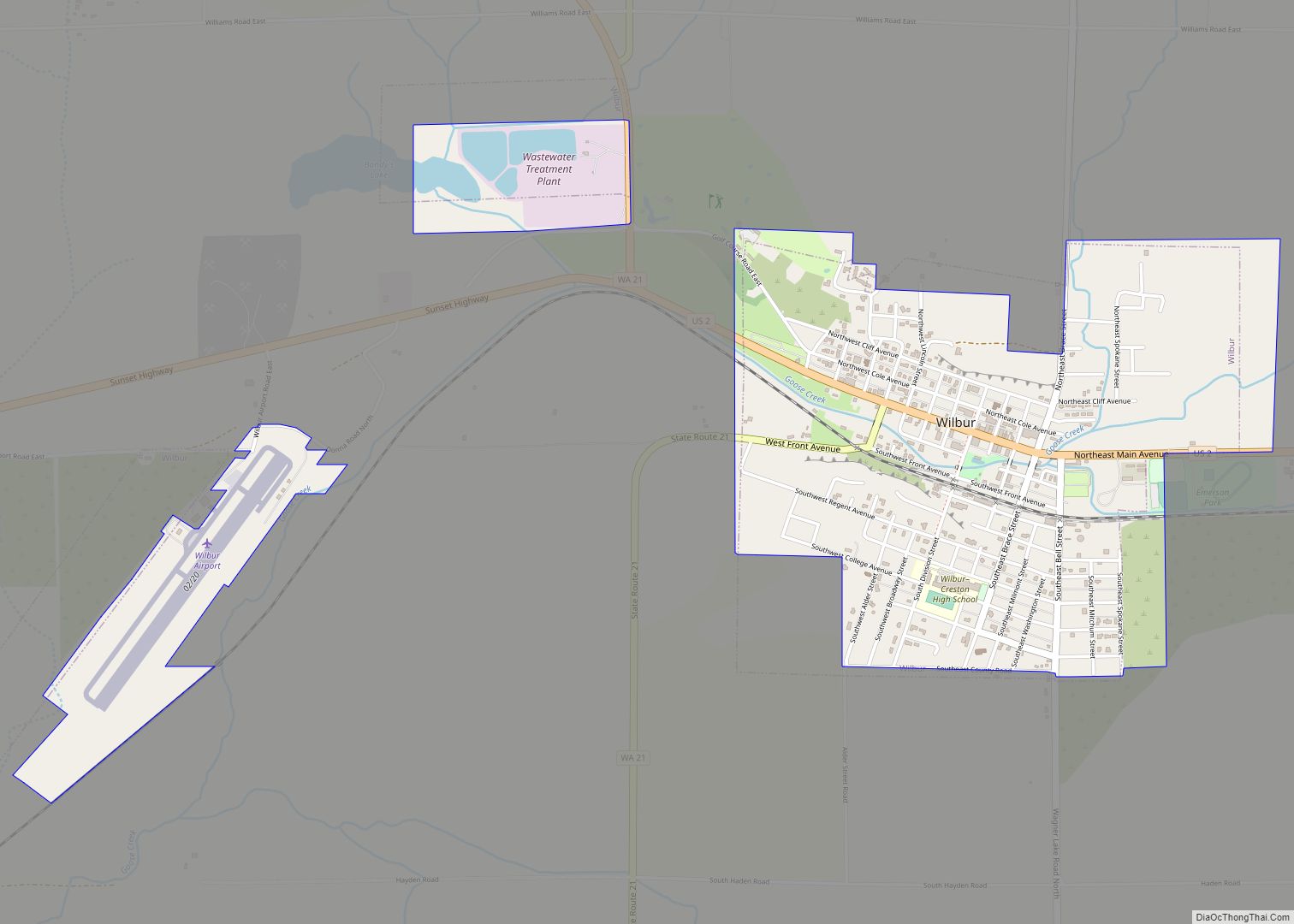 Map of Wilbur town