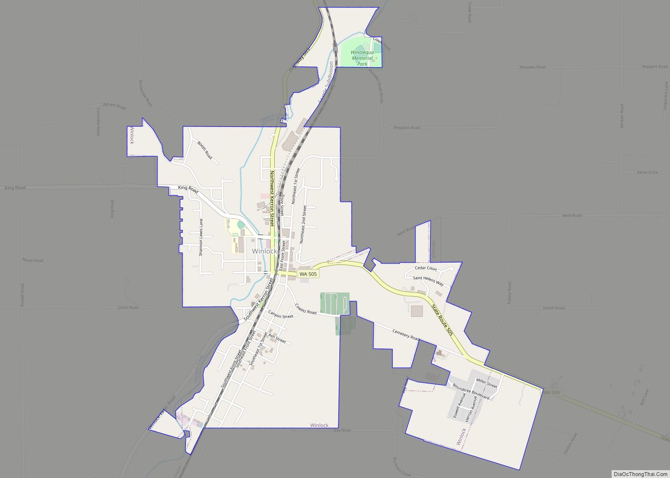 Map of Winlock city