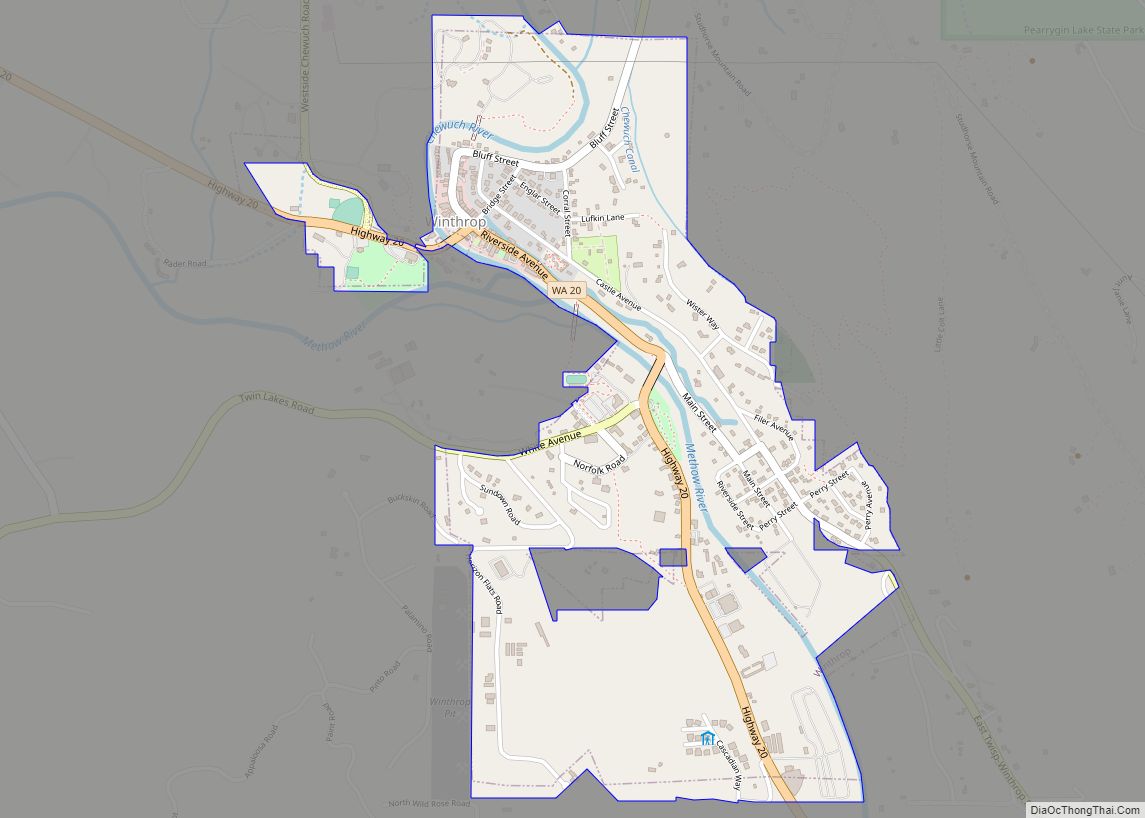 Map of Winthrop town, Washington