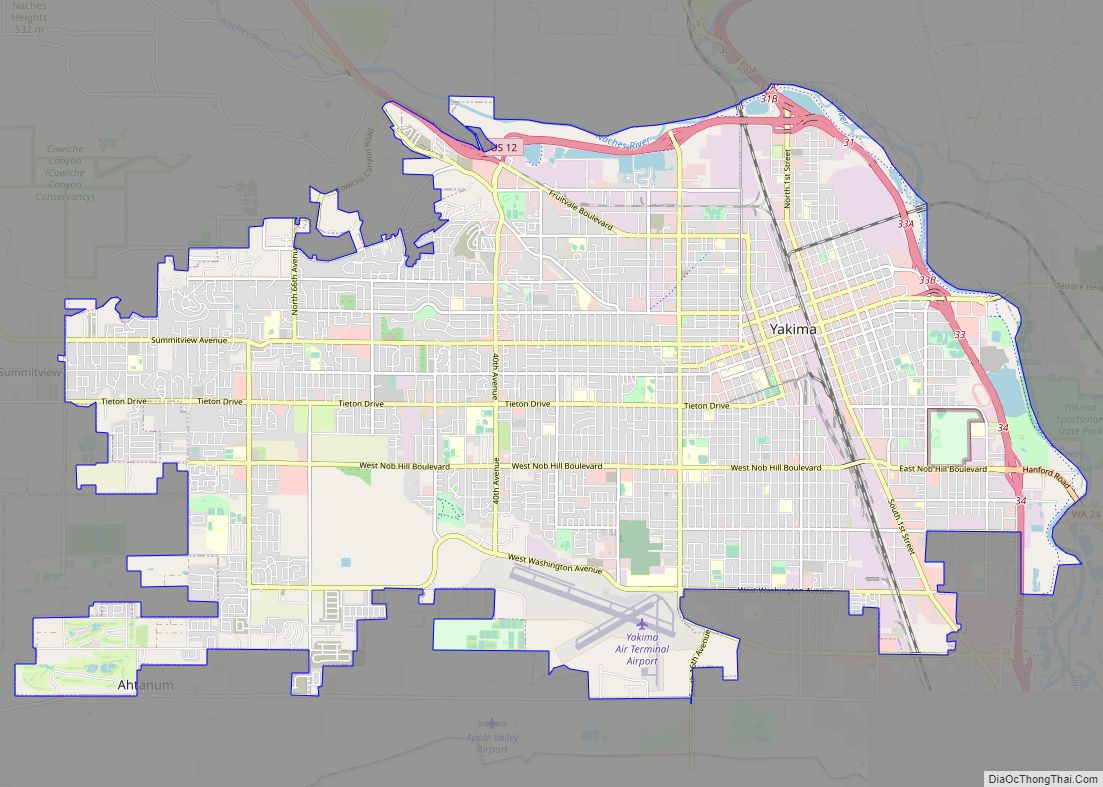 Map of Yakima city