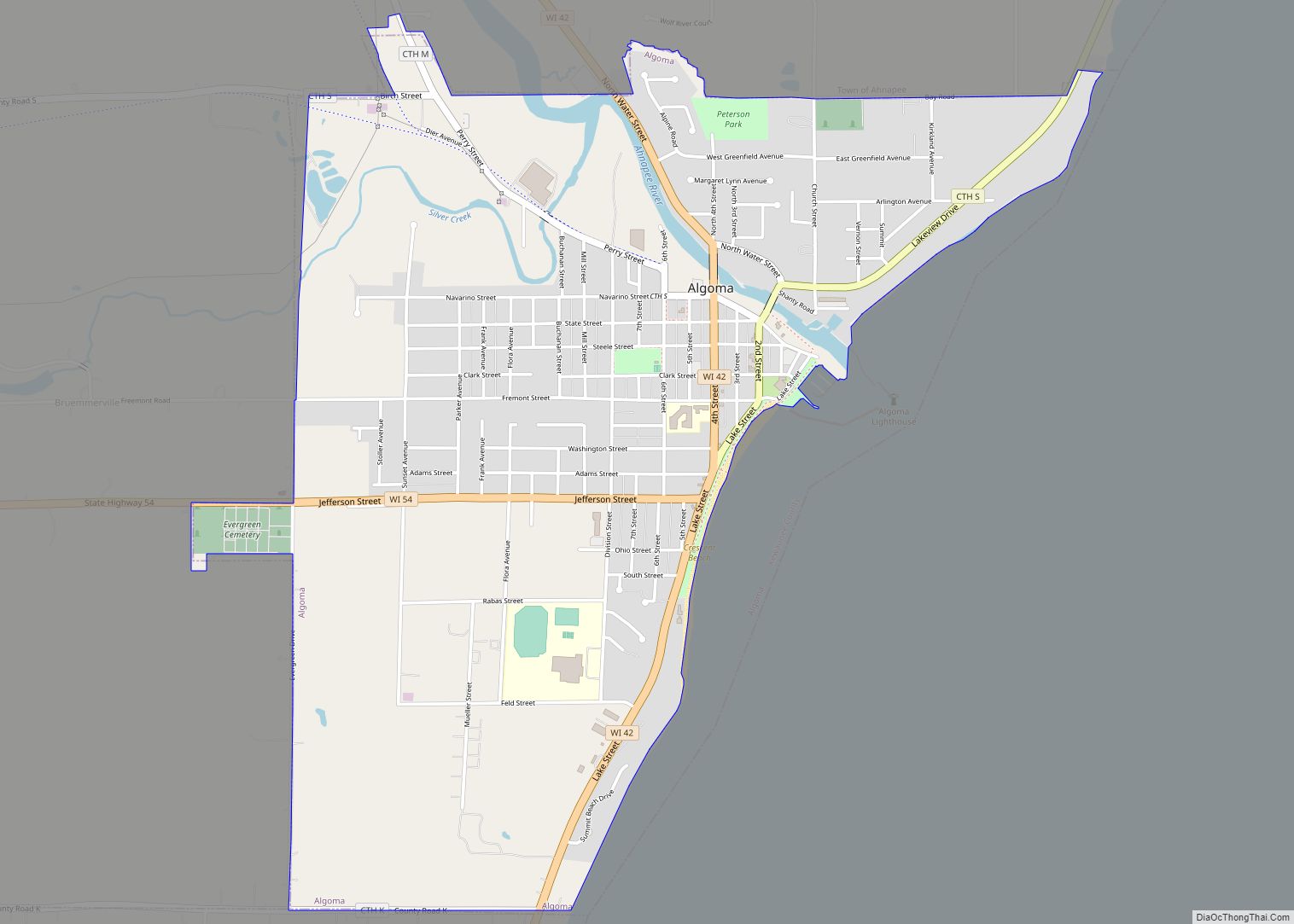 Map of Algoma city, Wisconsin