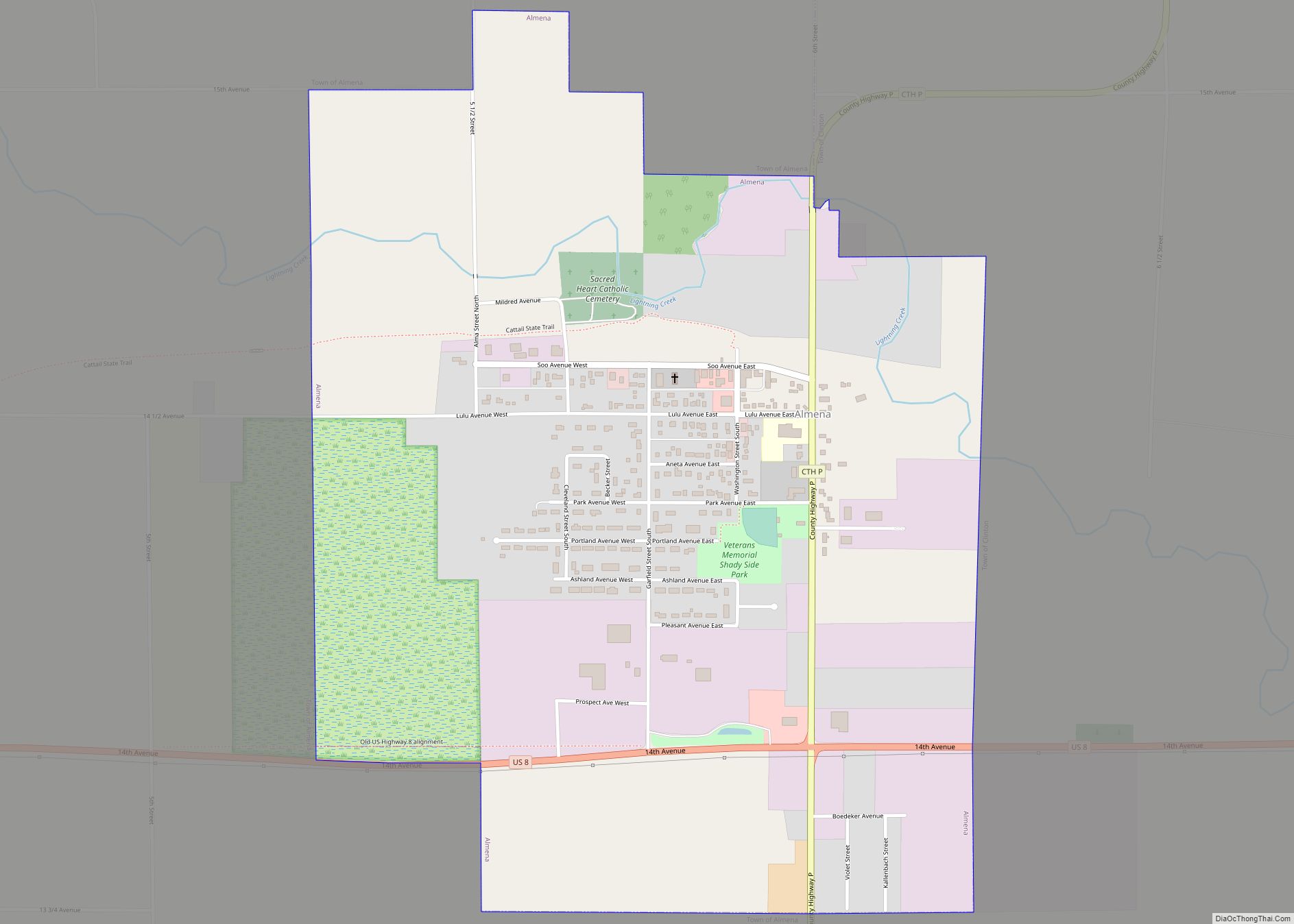 Map of Almena village, Wisconsin