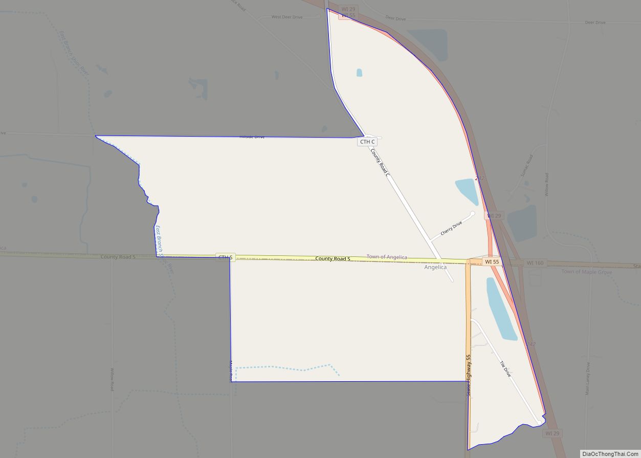 Map of Angelica CDP, Wisconsin