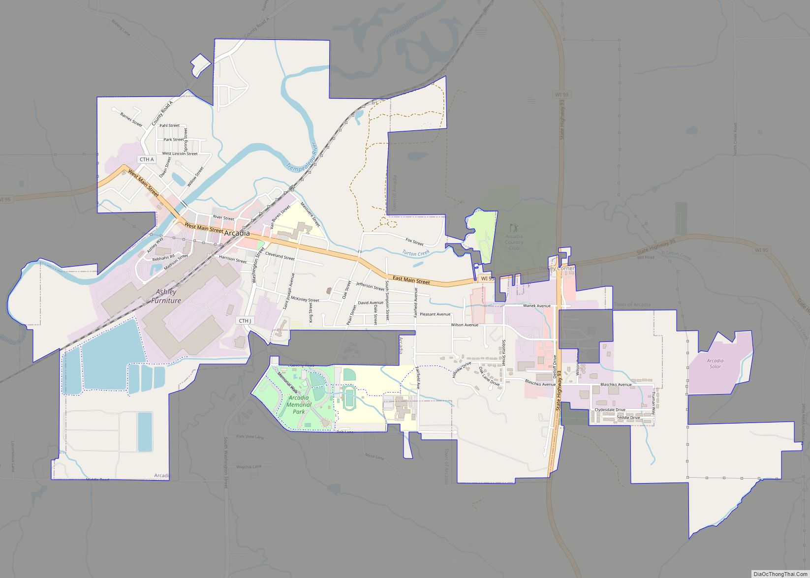 Map of Arcadia city, Wisconsin