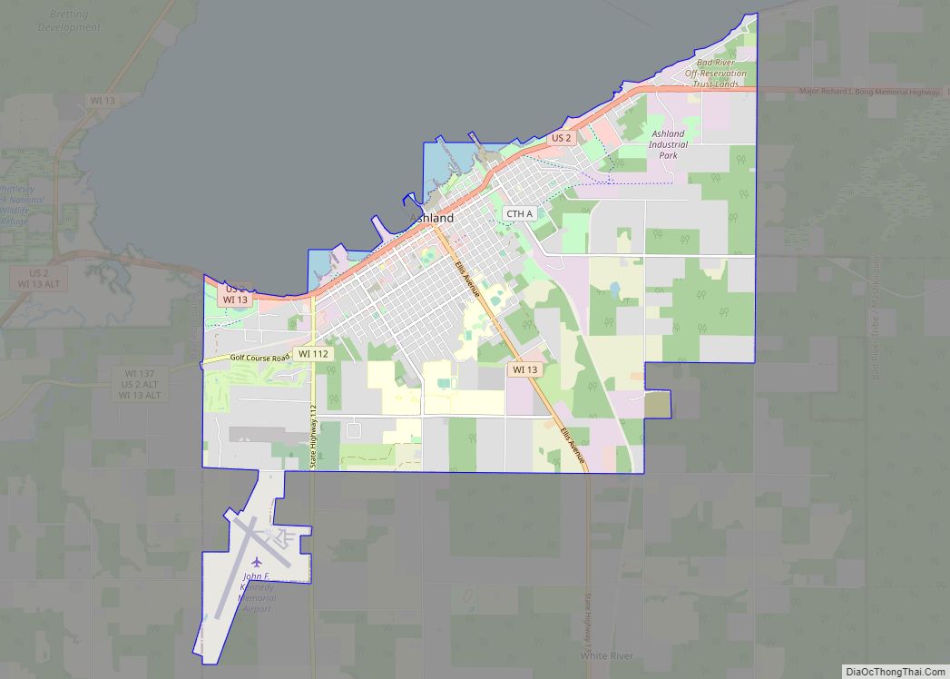 Map of Ashland city, Wisconsin