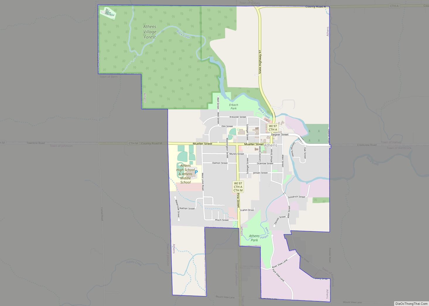 Map of Athens village, Wisconsin