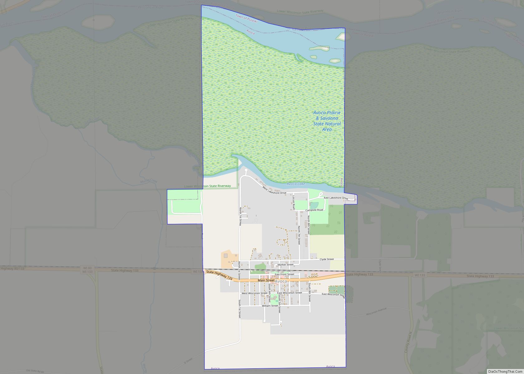 Map of Avoca village, Wisconsin