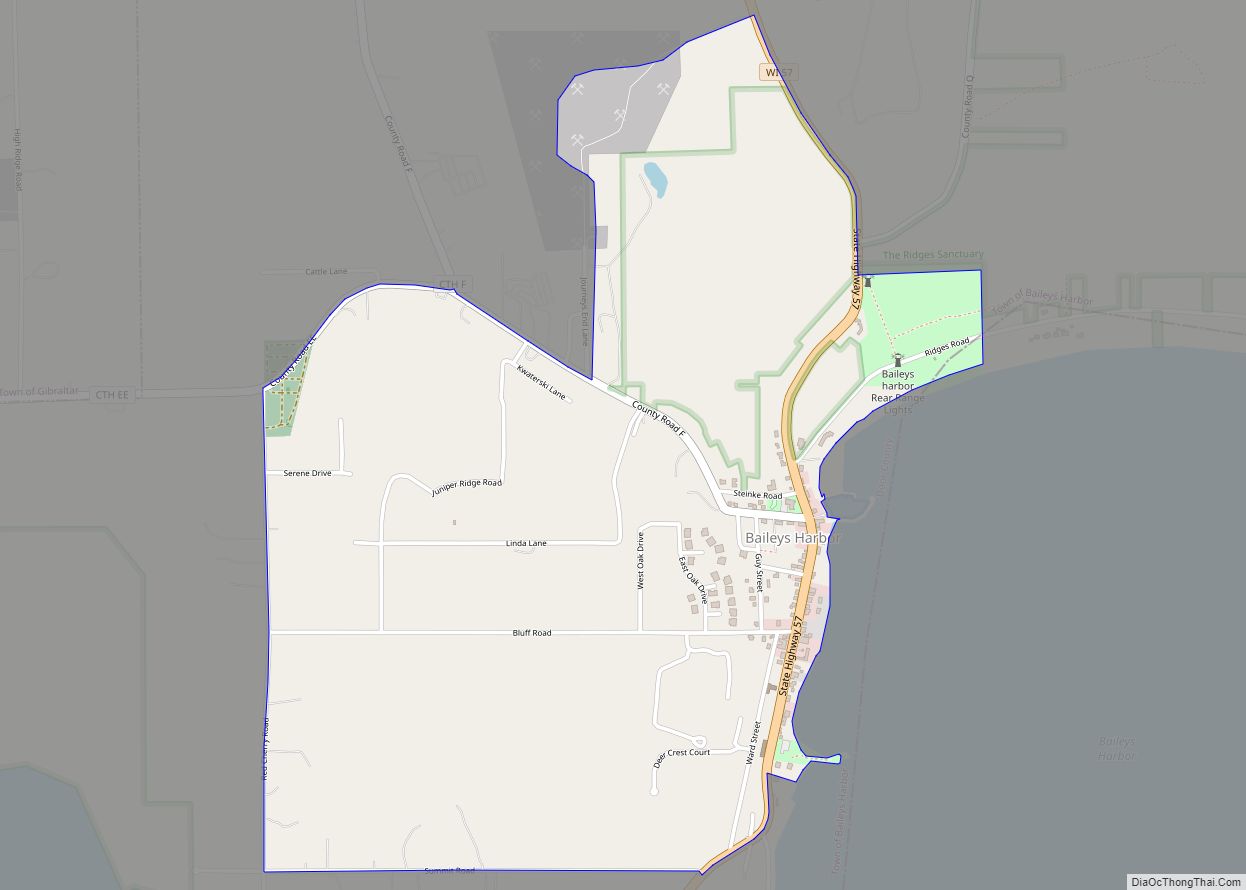 Map of Baileys Harbor CDP