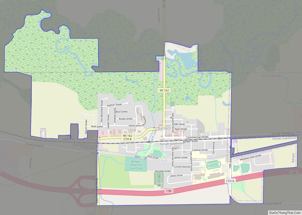 Map of Bangor village, Wisconsin