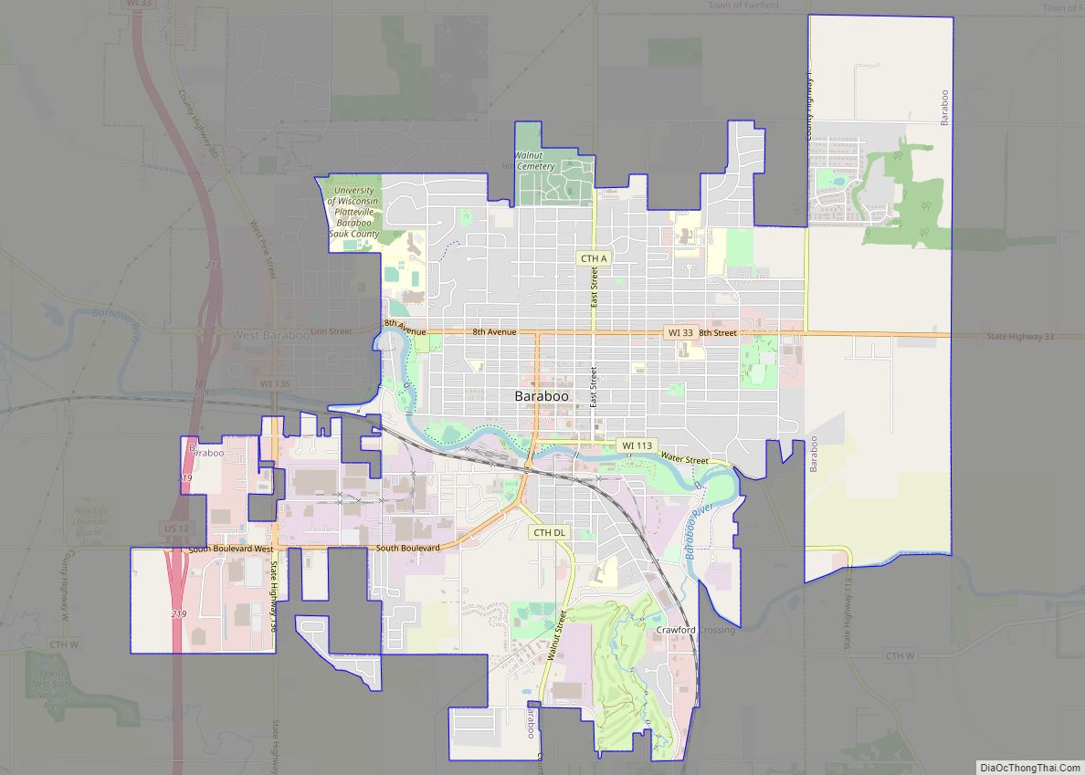 Map of Baraboo city - Thong Thai Real