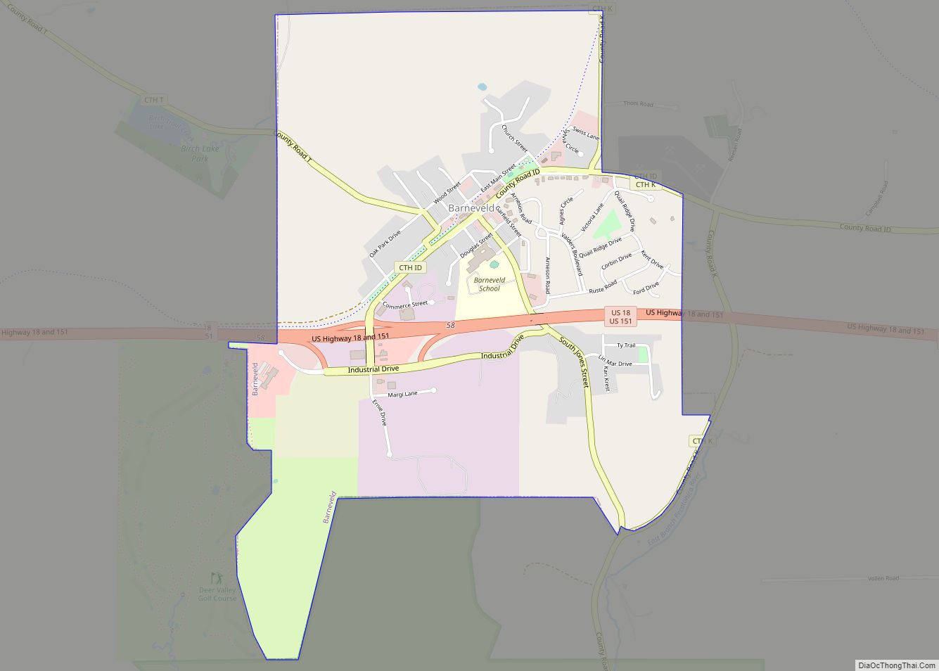 Map of Barneveld village, Wisconsin