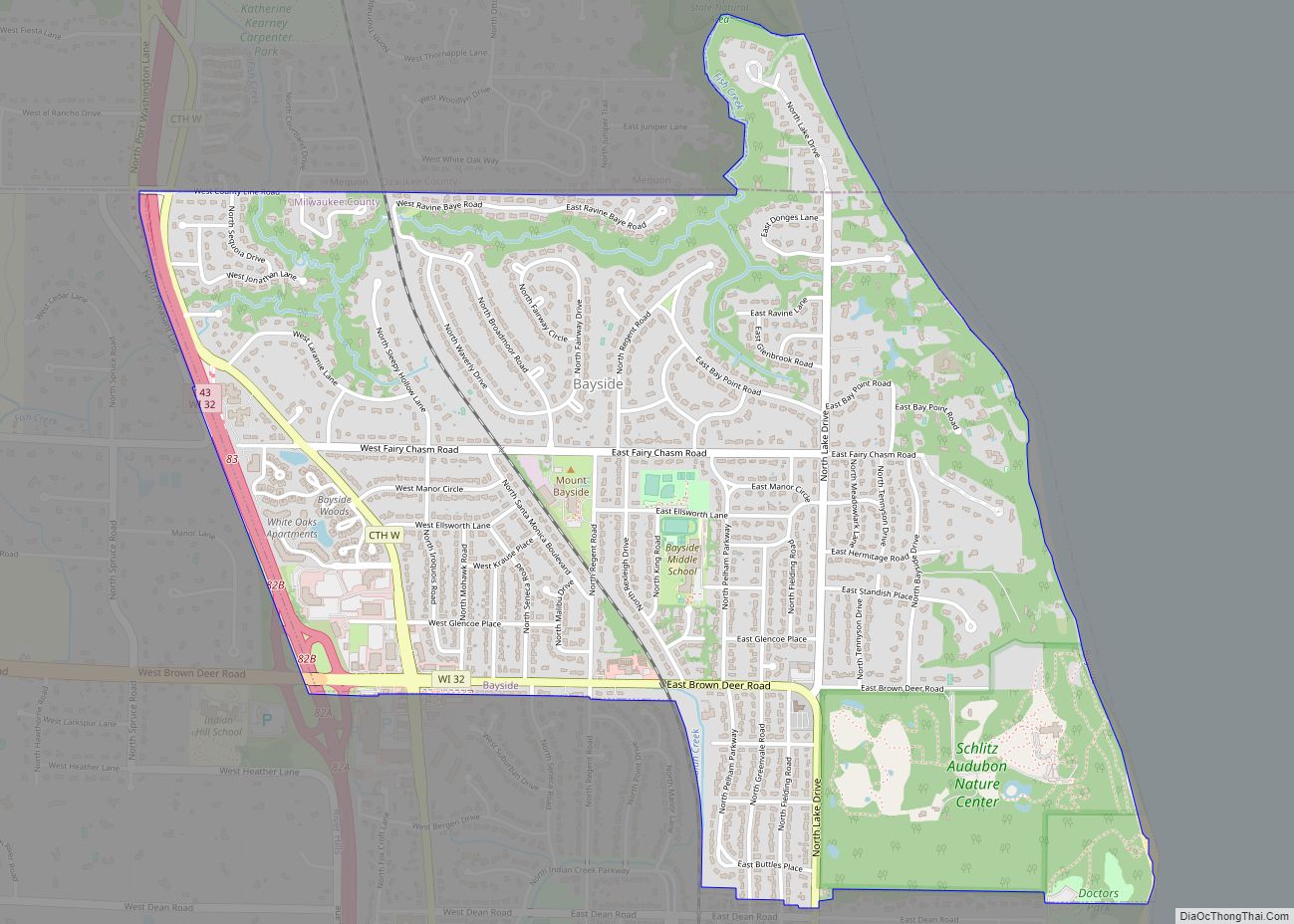 Map of Bayside village, Wisconsin