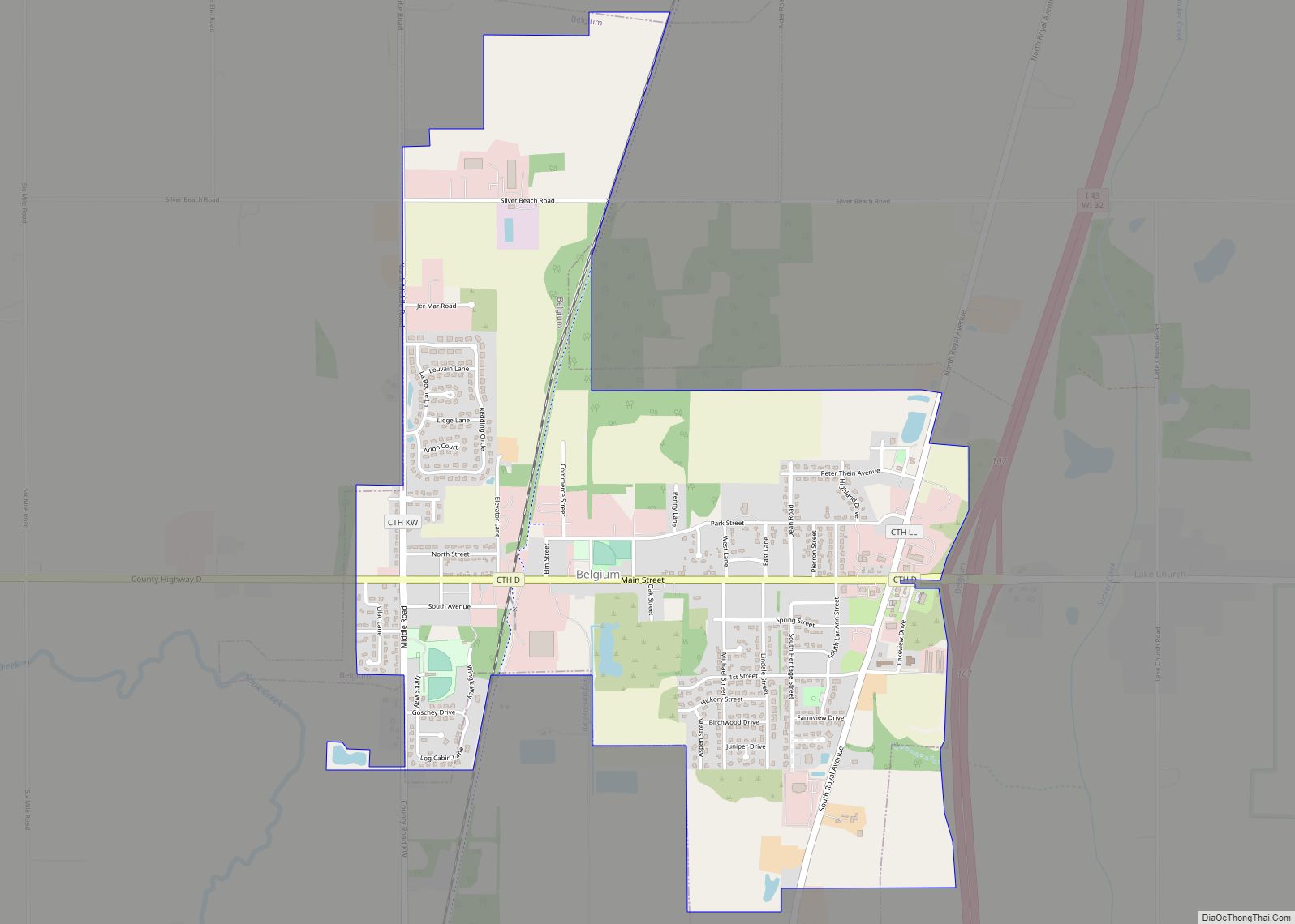 Map of Belgium village, Wisconsin