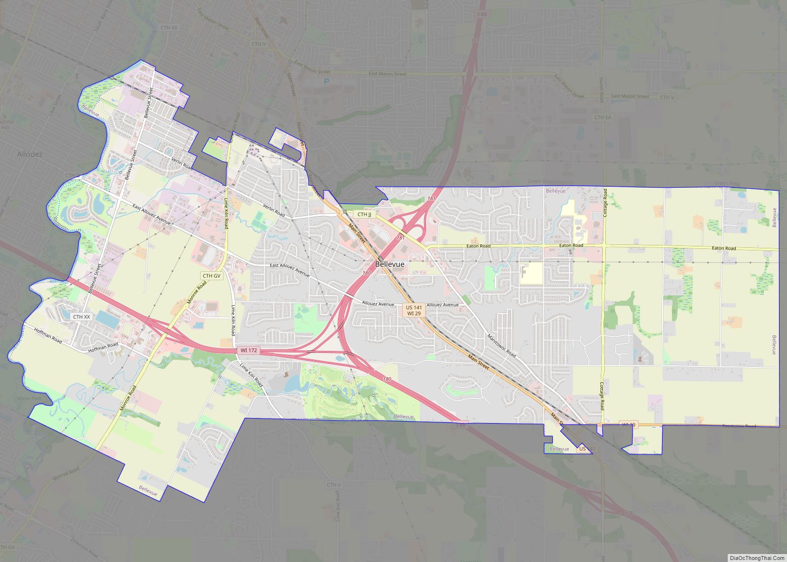 Map of Bellevue village, Wisconsin