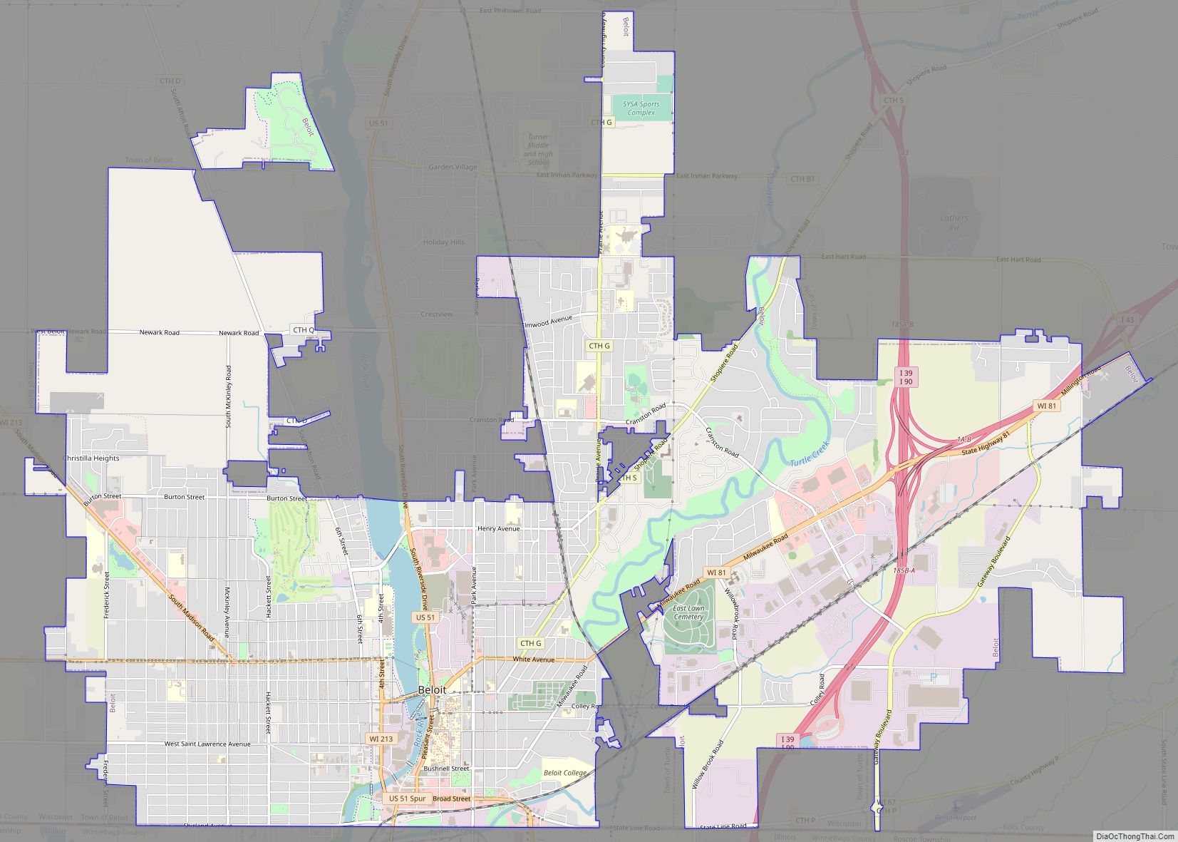 Map of Beloit city, Wisconsin