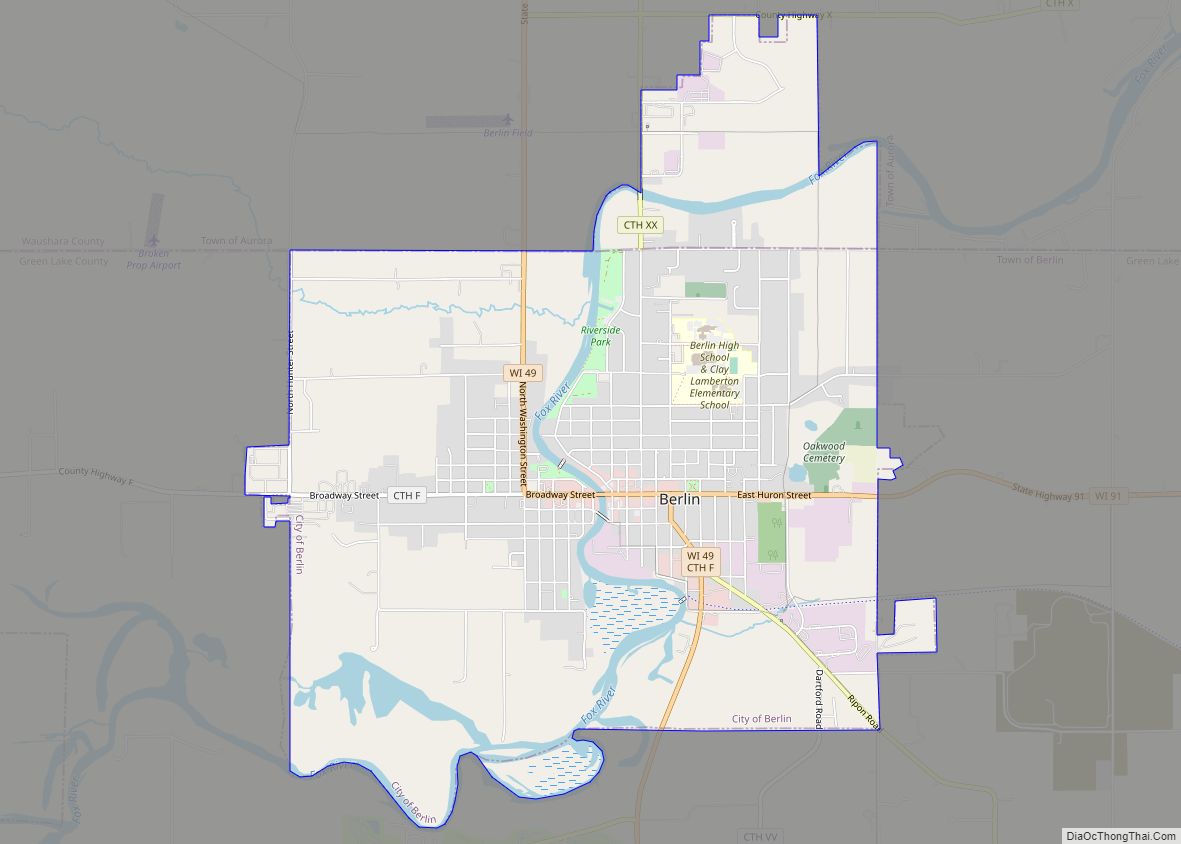 Map of Berlin city, Wisconsin